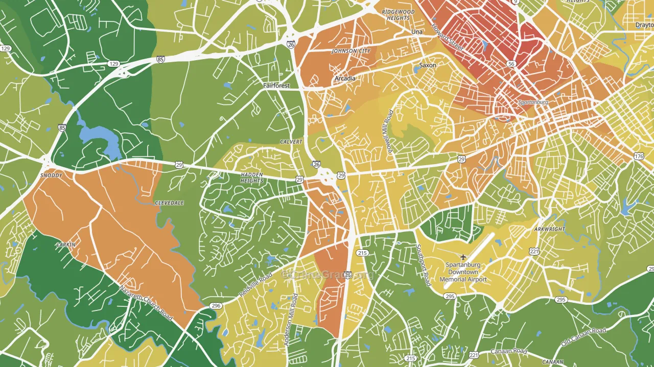 29301, SC Map of Vehicle Theft Rates