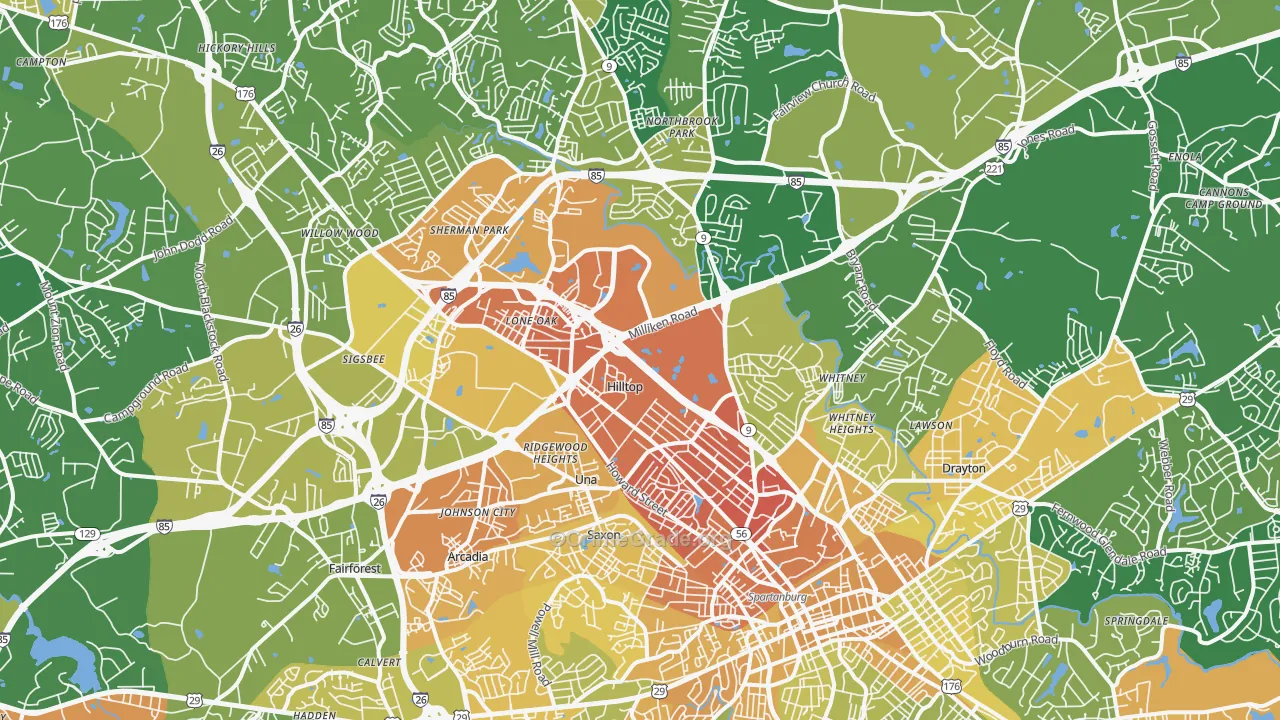 29303, SC Map of Vehicle Theft Rates