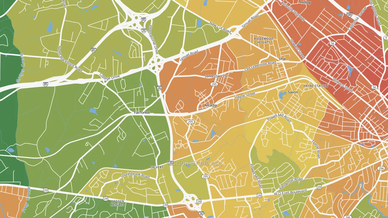 29320, SC Map of Vehicle Theft Rates