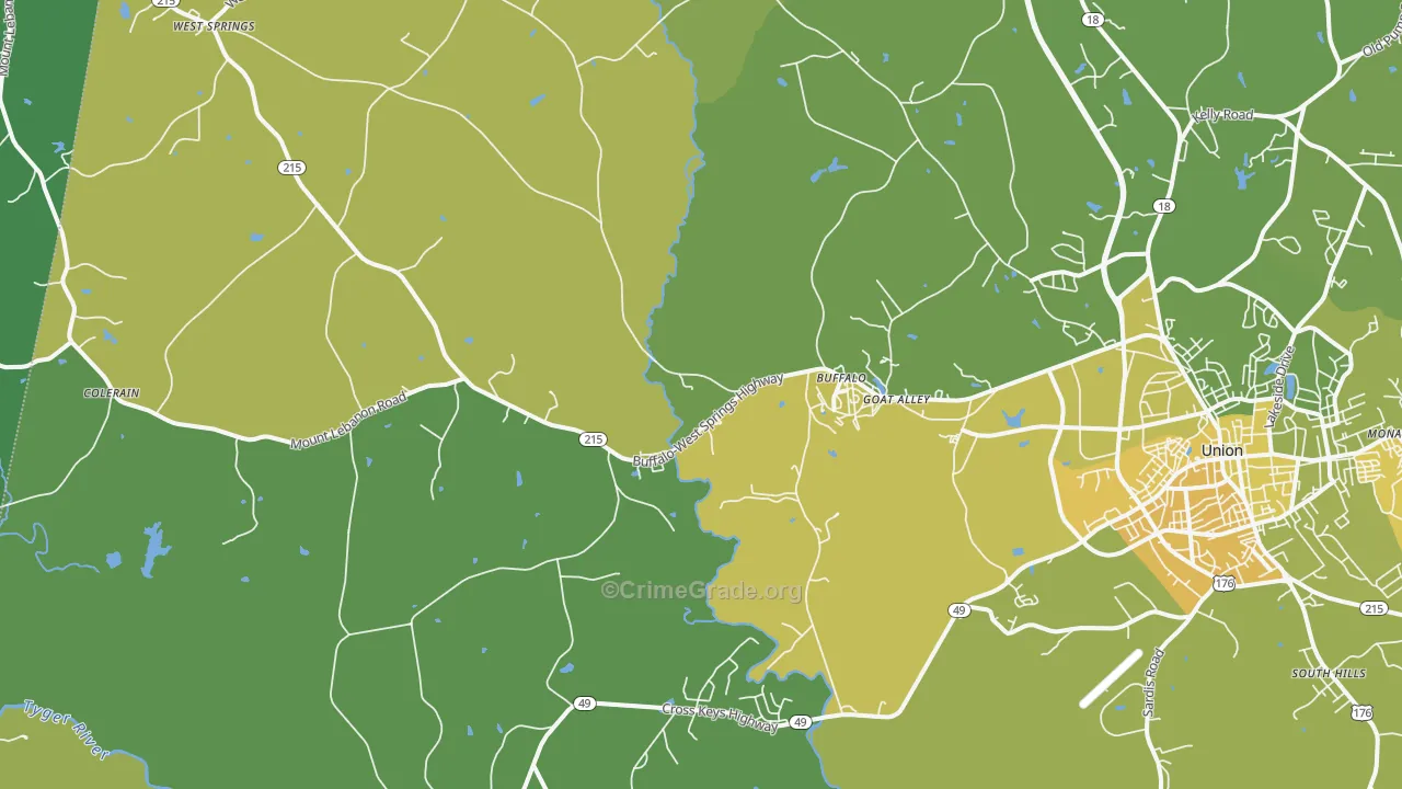 29321, SC Map of Vehicle Theft Rates