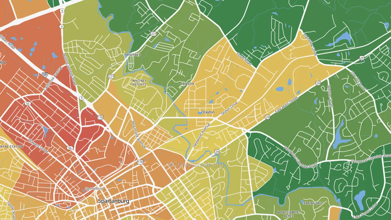 29333, SC Map of Vehicle Theft Rates