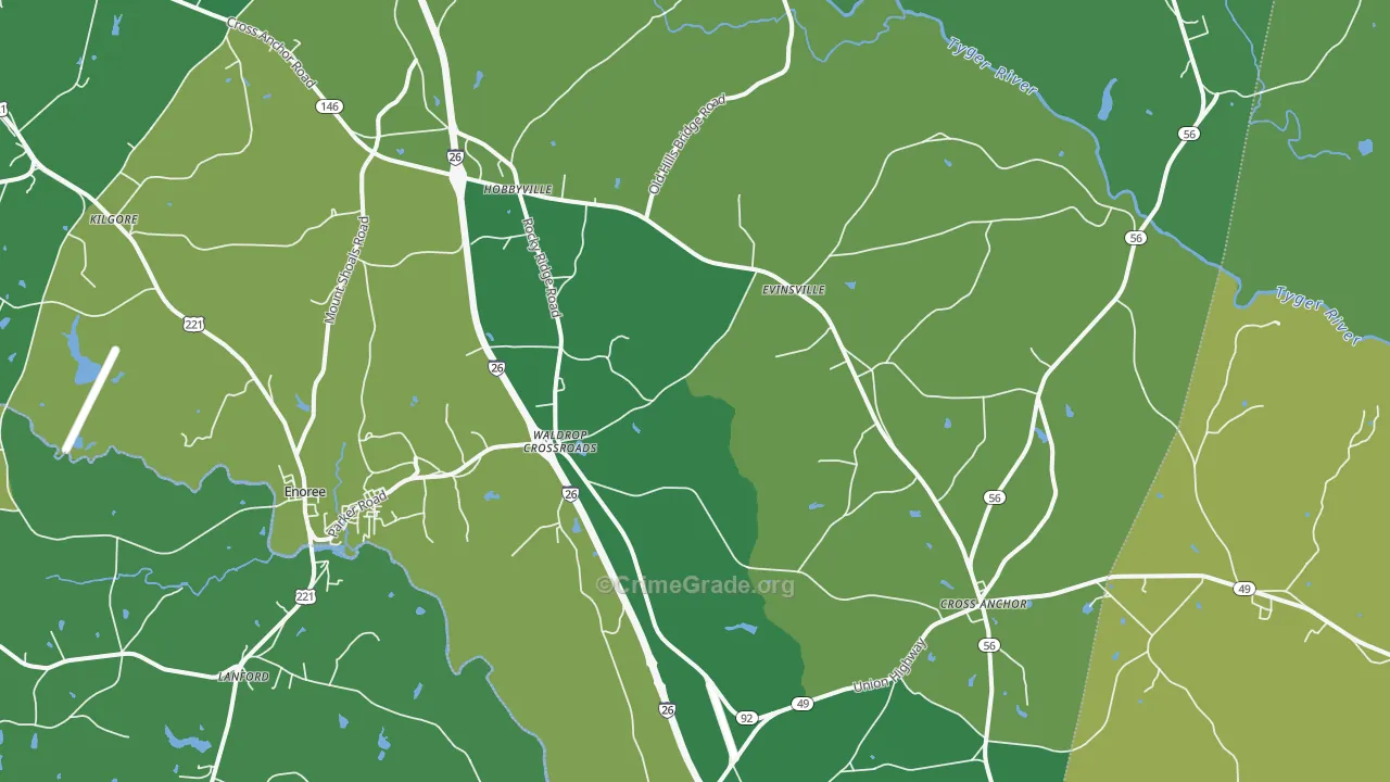 29335, SC Map of Vehicle Theft Rates