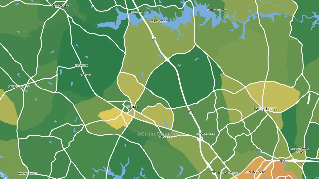 29349, SC Map of Vehicle Theft Rates