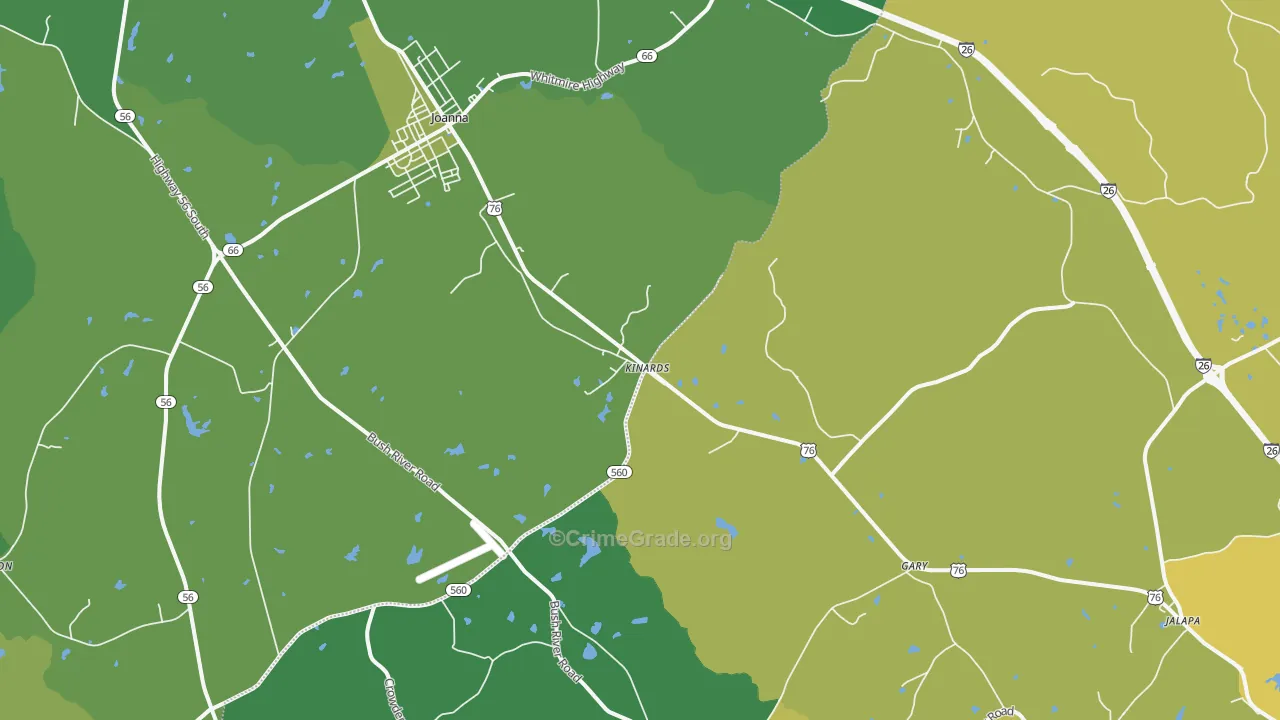 29355, SC Map of Vehicle Theft Rates