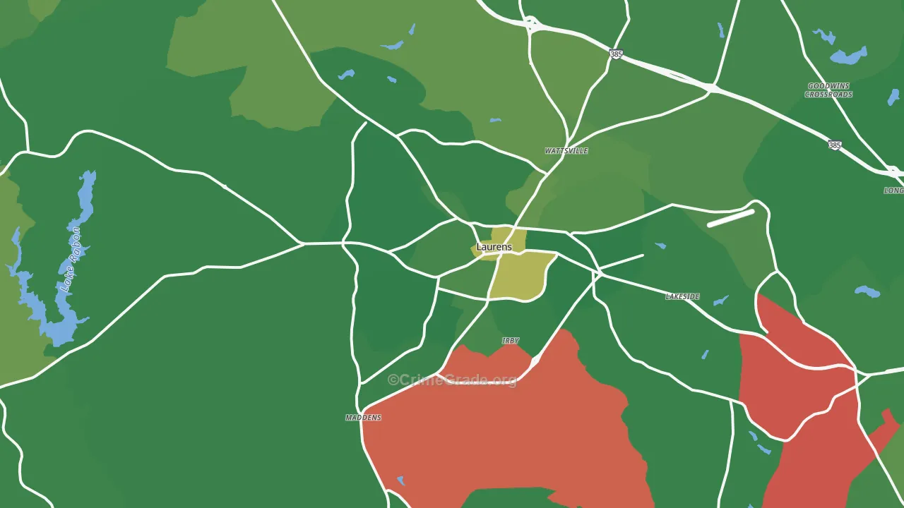 29360, SC Map of Vehicle Theft Rates