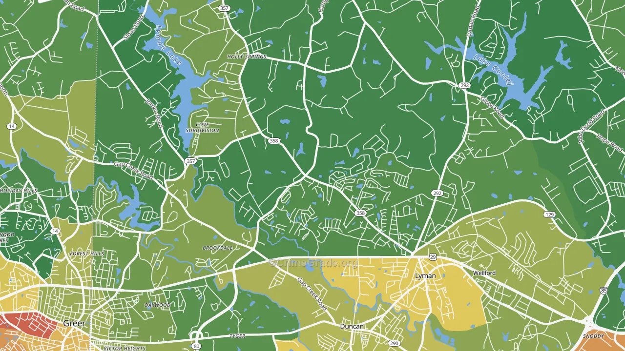 29365, SC Map of Vehicle Theft Rates
