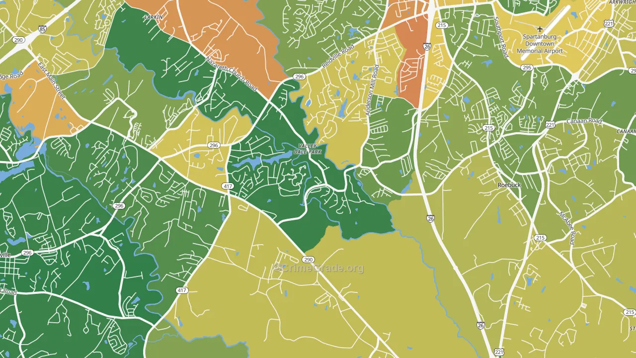 29369, SC Map of Vehicle Theft Rates