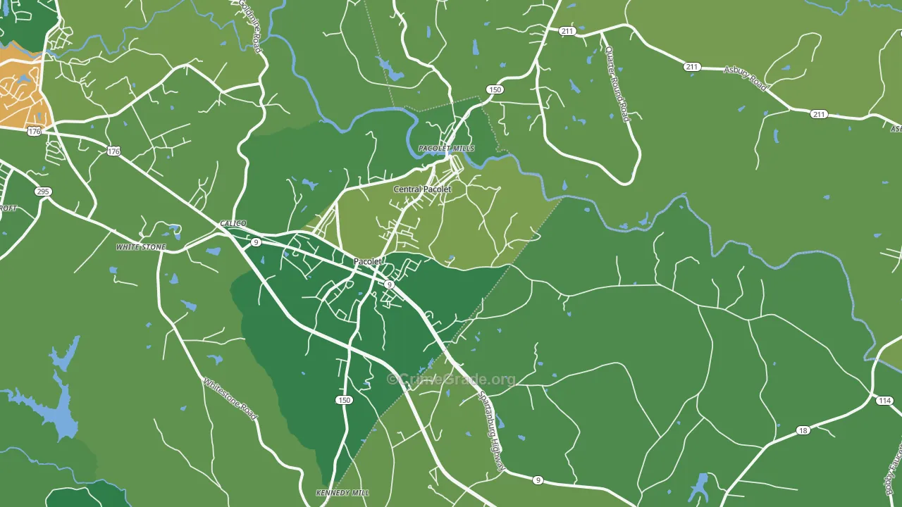 29372, SC Map of Vehicle Theft Rates