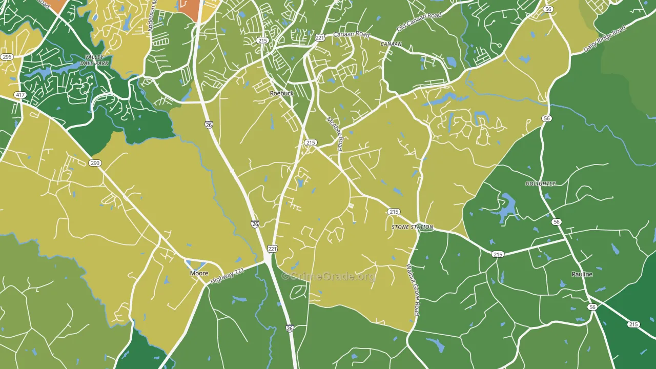 29376, SC Map of Vehicle Theft Rates