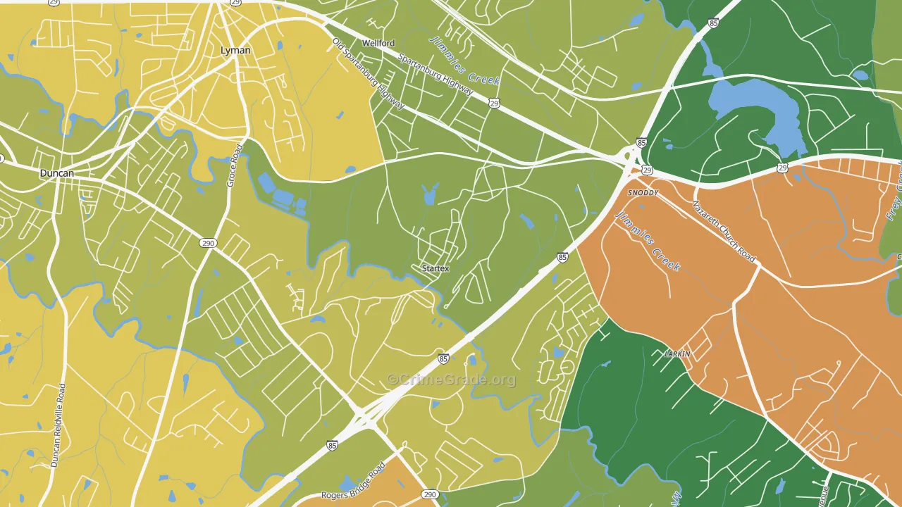29377, SC Map of Vehicle Theft Rates