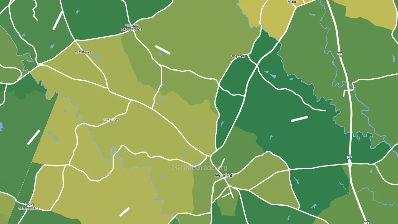 29388, SC Map of Vehicle Theft Rates