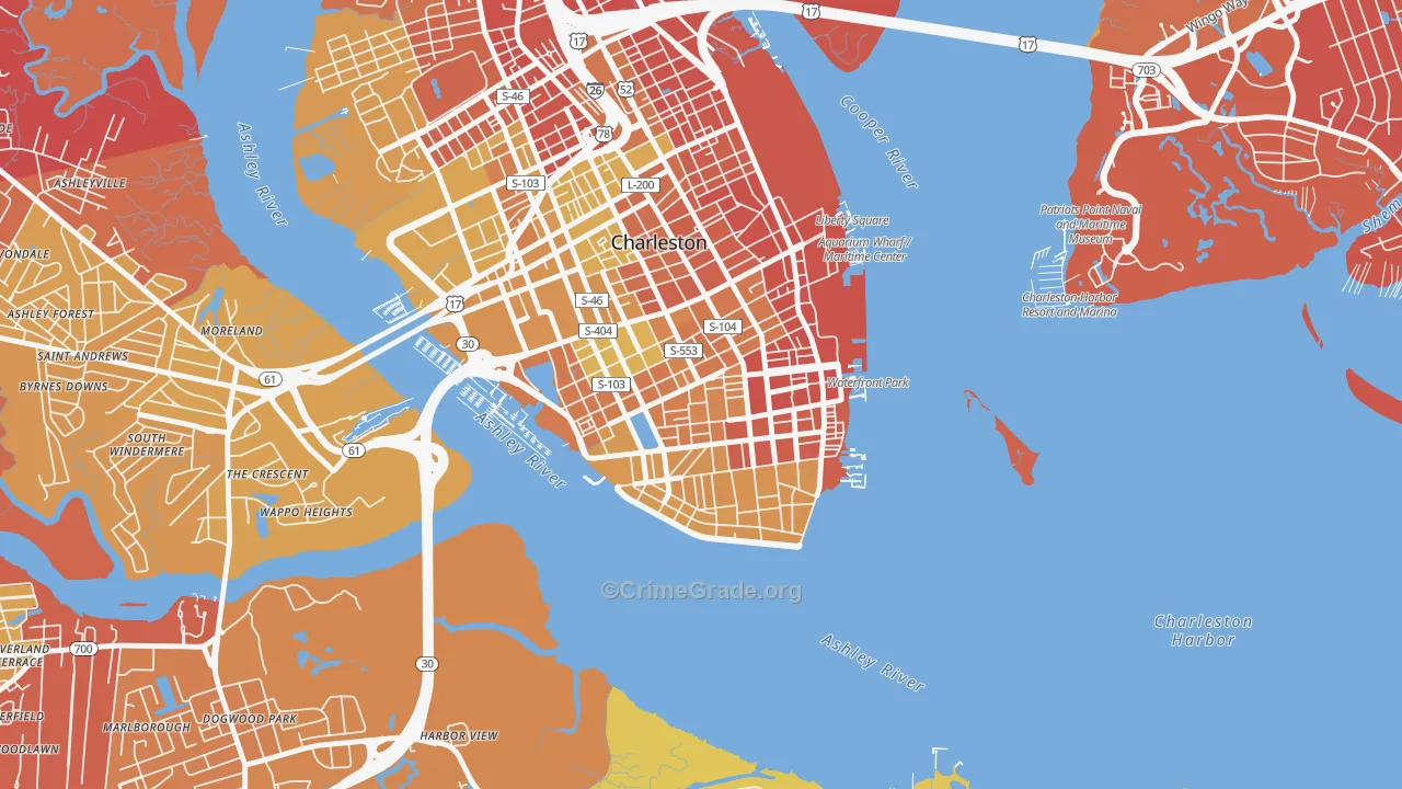29401, SC Map of Vehicle Theft Rates