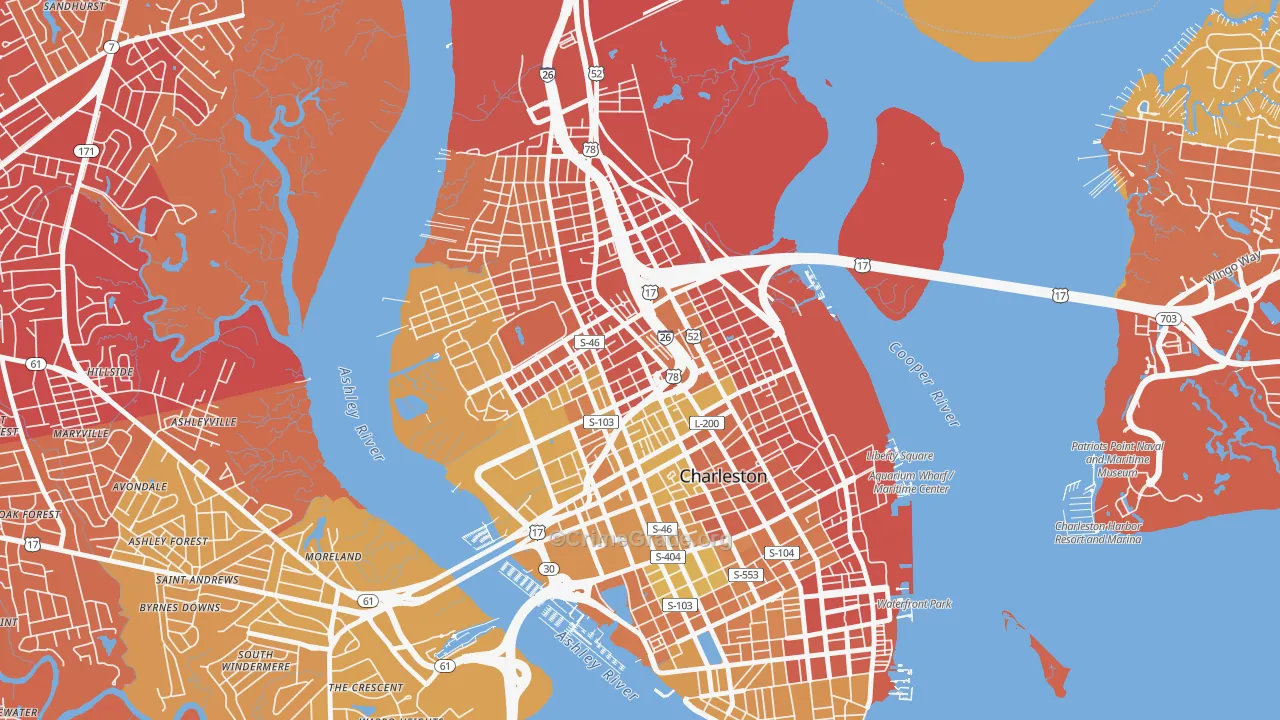 29403, SC Map of Vehicle Theft Rates
