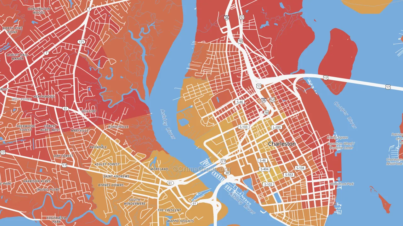 29409, SC Map of Vehicle Theft Rates