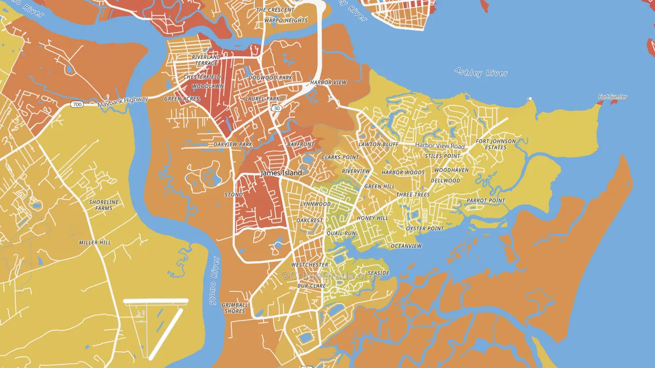 29412, SC Map of Vehicle Theft Rates