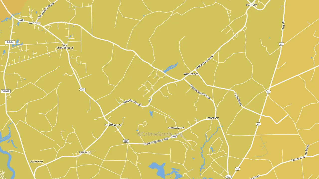 29434, SC Map of Vehicle Theft Rates