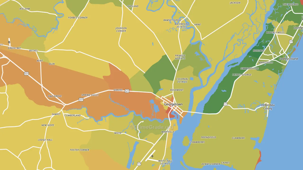 29440, SC Map of Vehicle Theft Rates