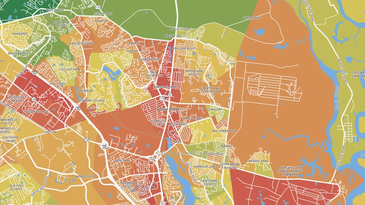 29445, SC Map of Vehicle Theft Rates