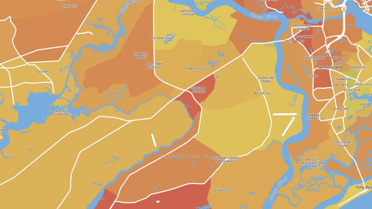 29455, SC Map of Vehicle Theft Rates