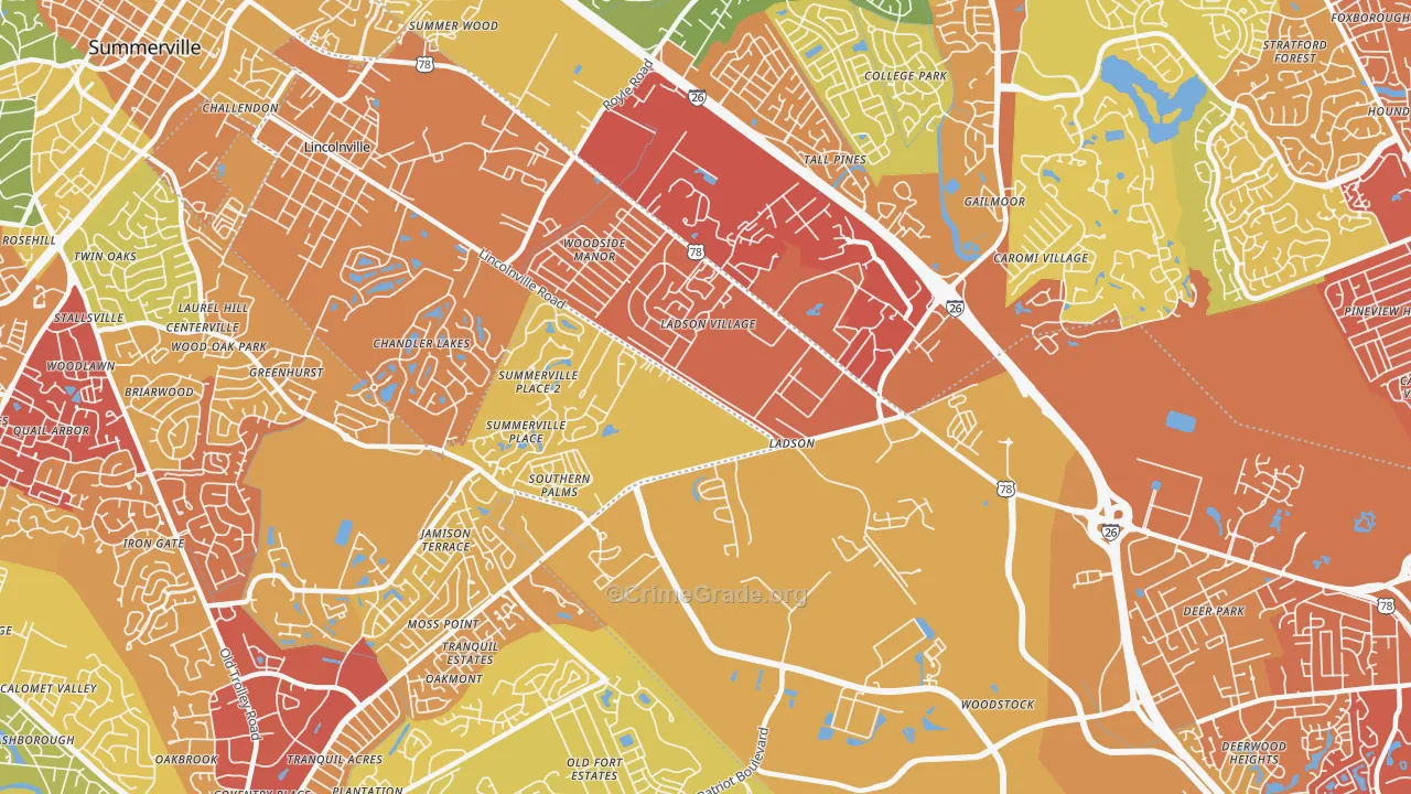29456, SC Map of Vehicle Theft Rates