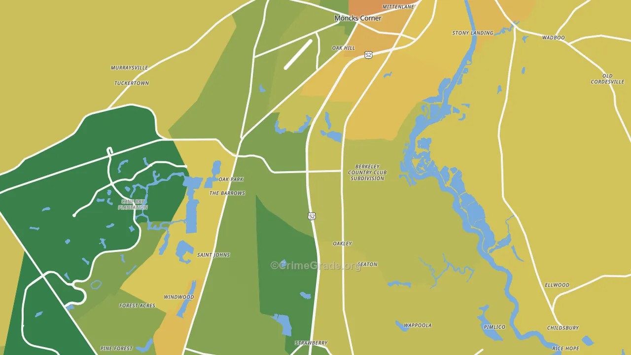 29461, SC Map of Vehicle Theft Rates