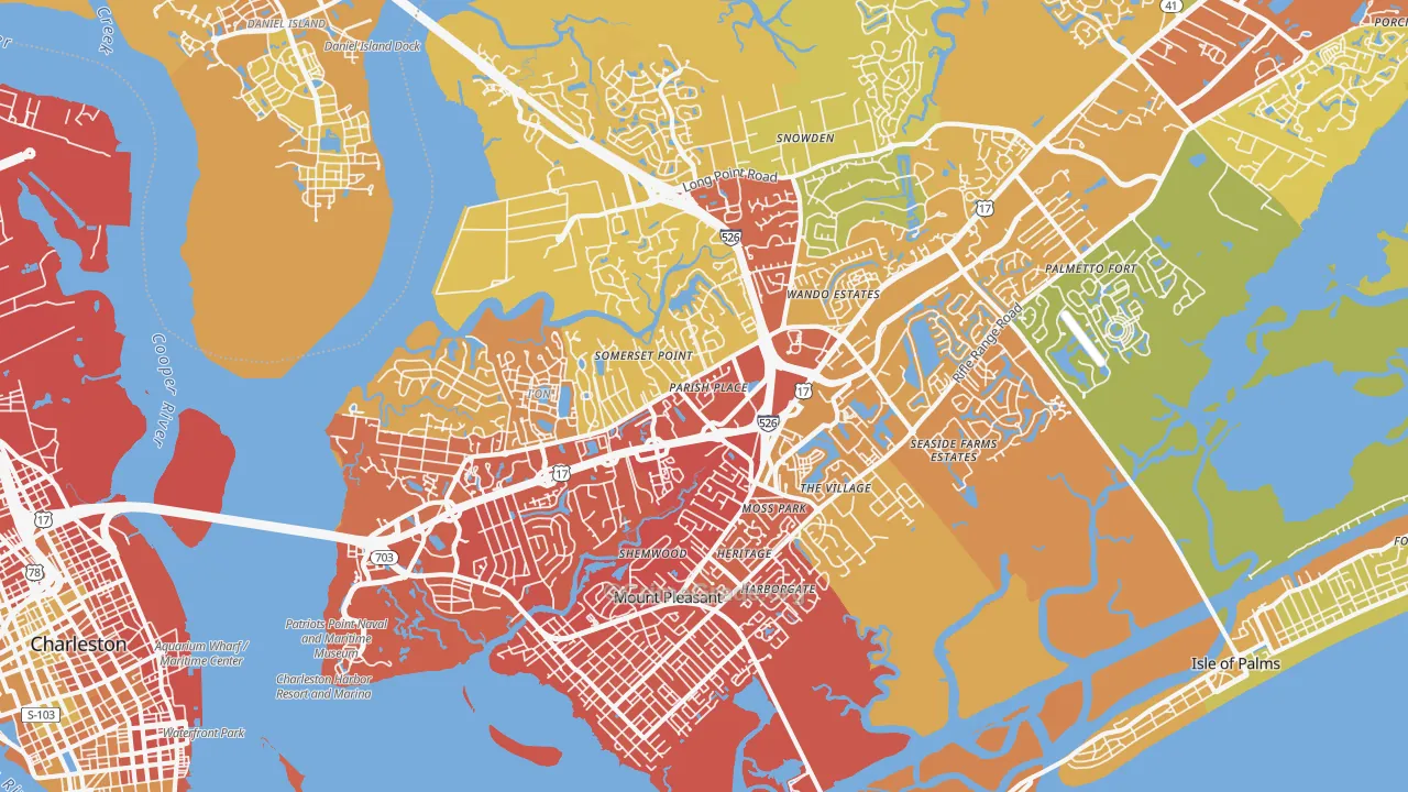 29464, SC Map of Vehicle Theft Rates