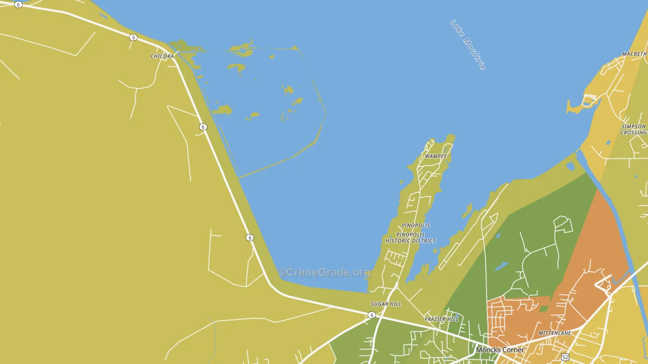 29469, SC Map of Vehicle Theft Rates
