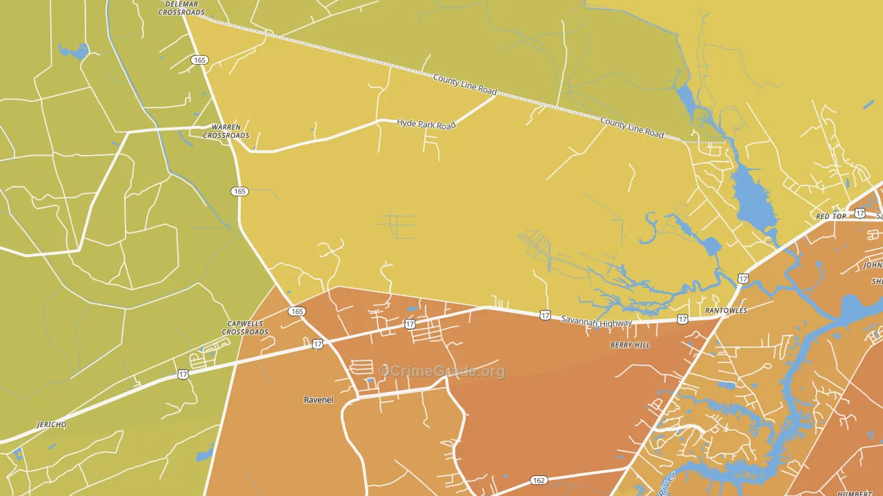 29470, SC Map of Vehicle Theft Rates