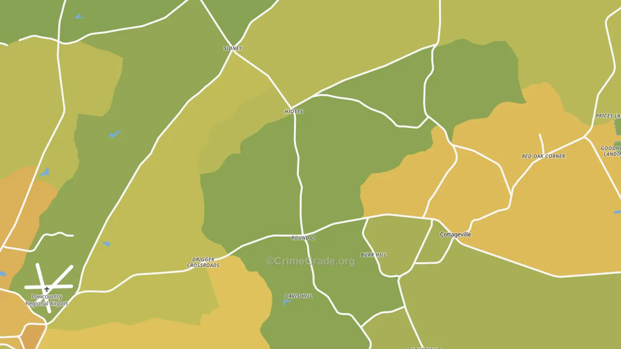 29474, SC Map of Vehicle Theft Rates