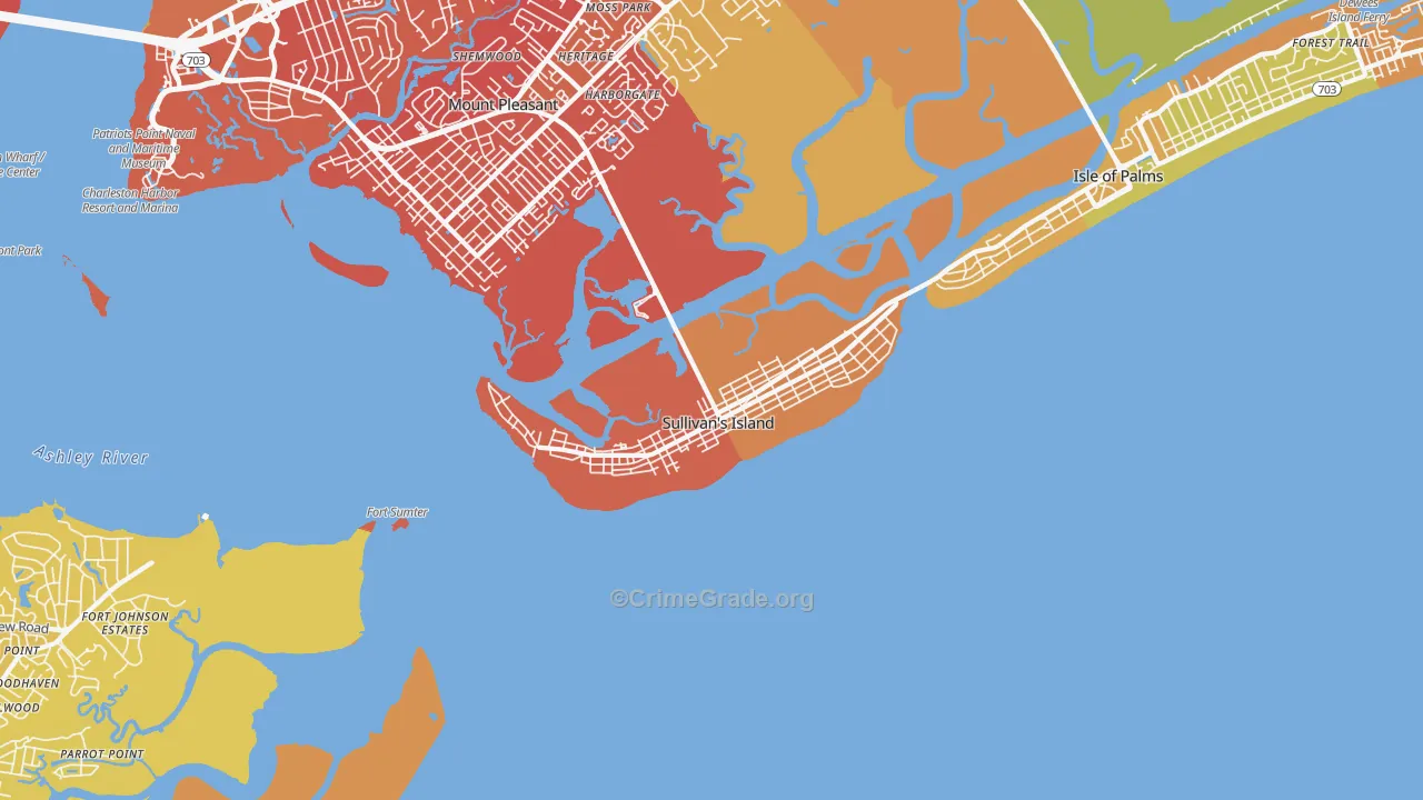 29482, SC Map of Vehicle Theft Rates