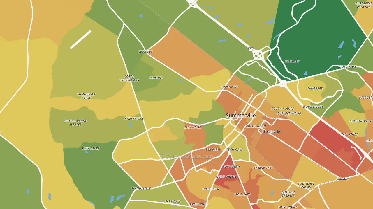 29483, SC Map of Vehicle Theft Rates