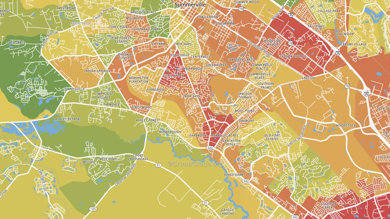 29485, SC Map of Vehicle Theft Rates