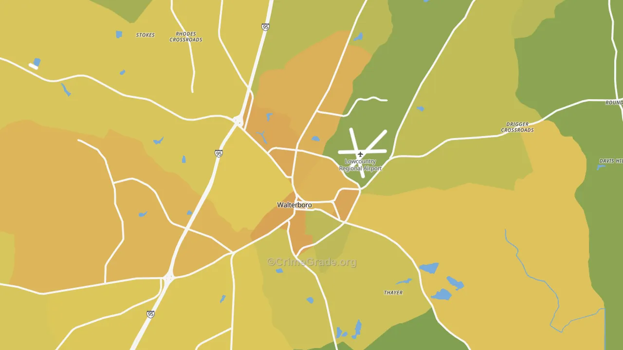 29488, SC Map of Vehicle Theft Rates