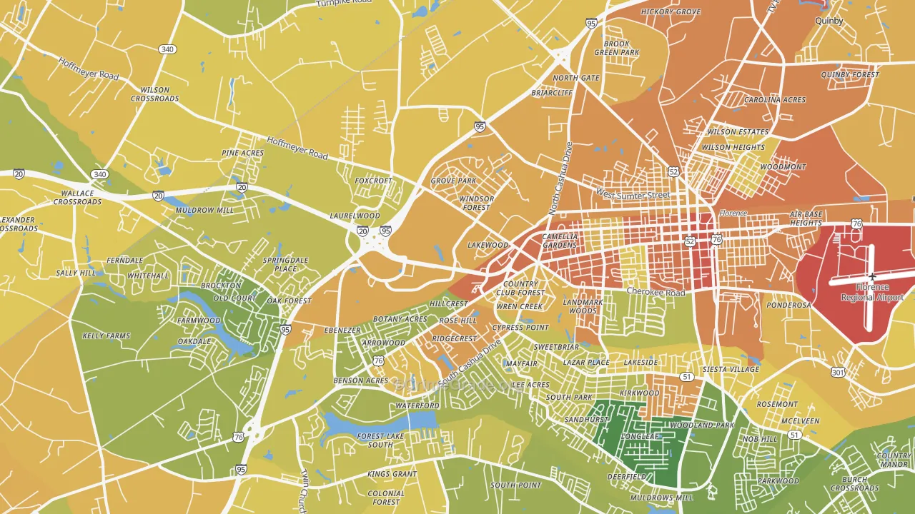 29501, SC Map of Vehicle Theft Rates