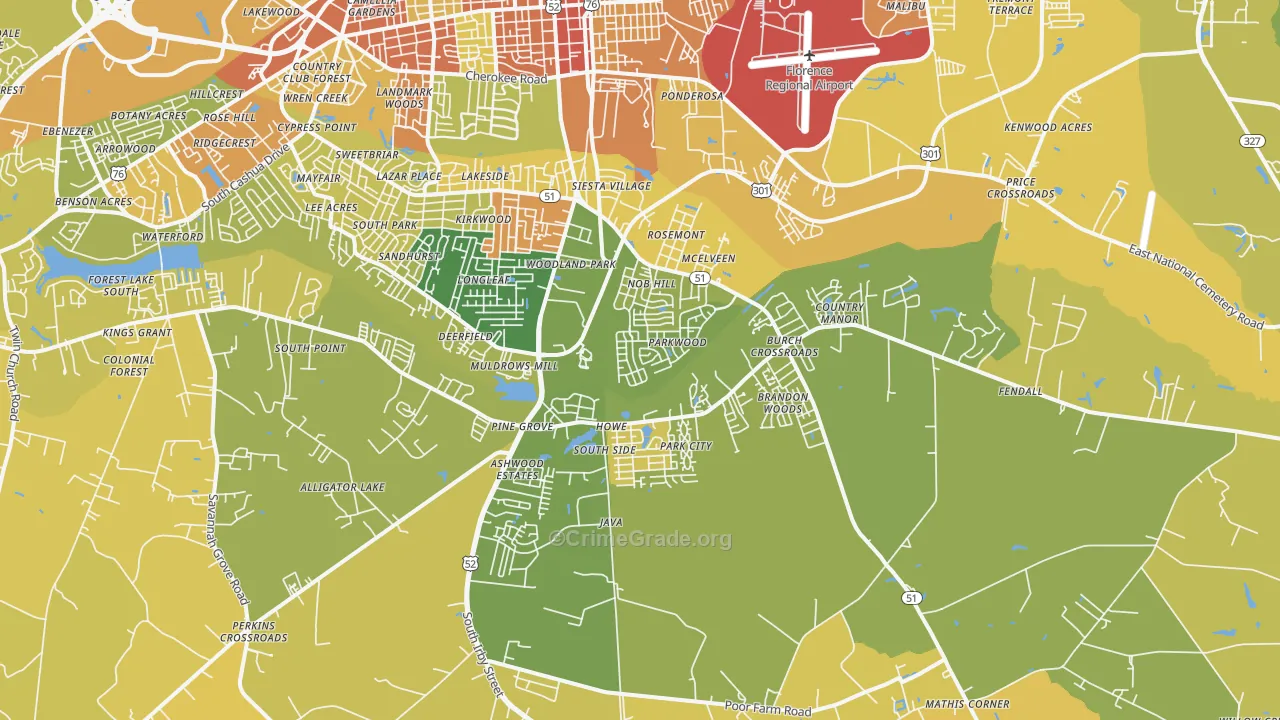 29505, SC Map of Vehicle Theft Rates
