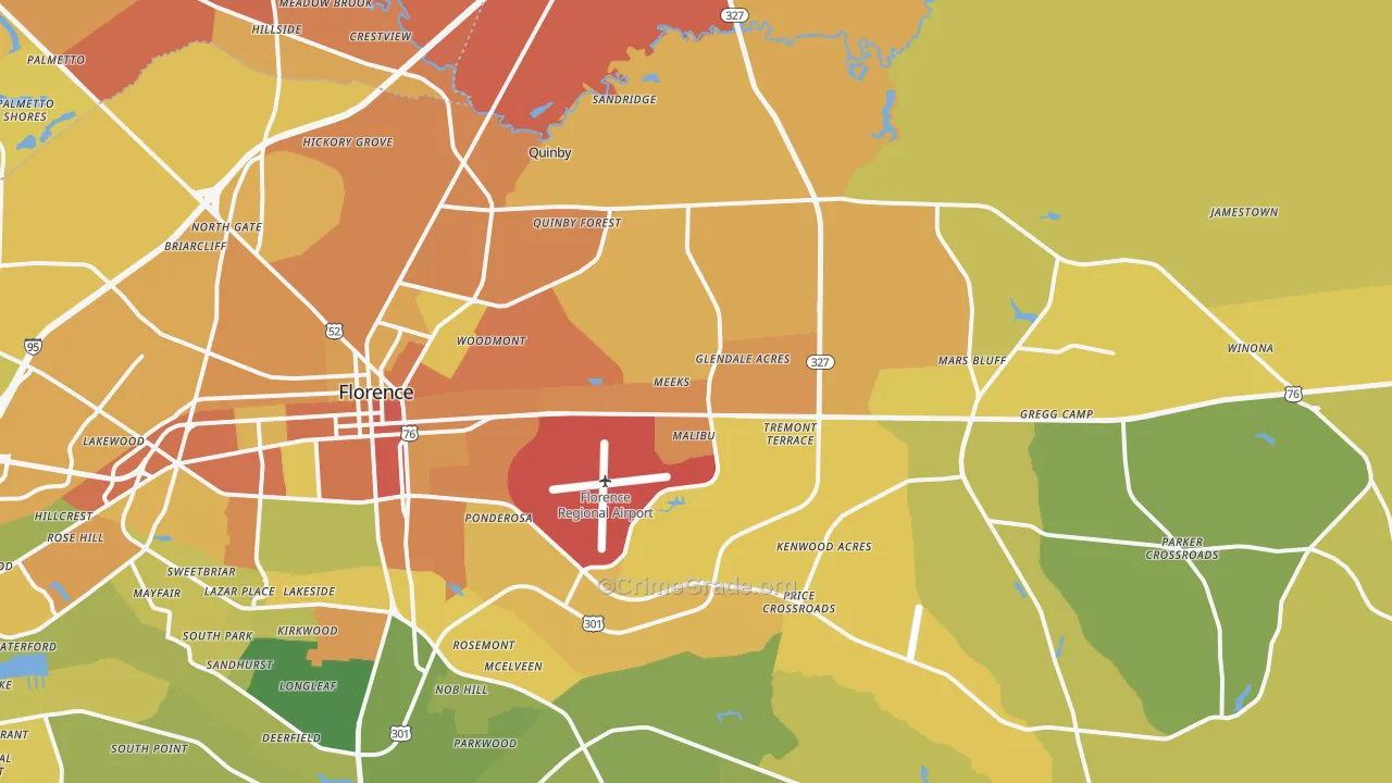 29506, SC Map of Vehicle Theft Rates