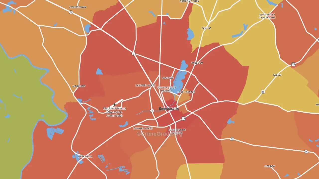 29512, SC Map of Vehicle Theft Rates