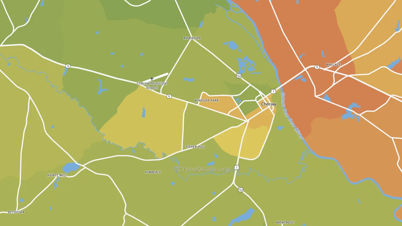 29520, SC Map of Vehicle Theft Rates
