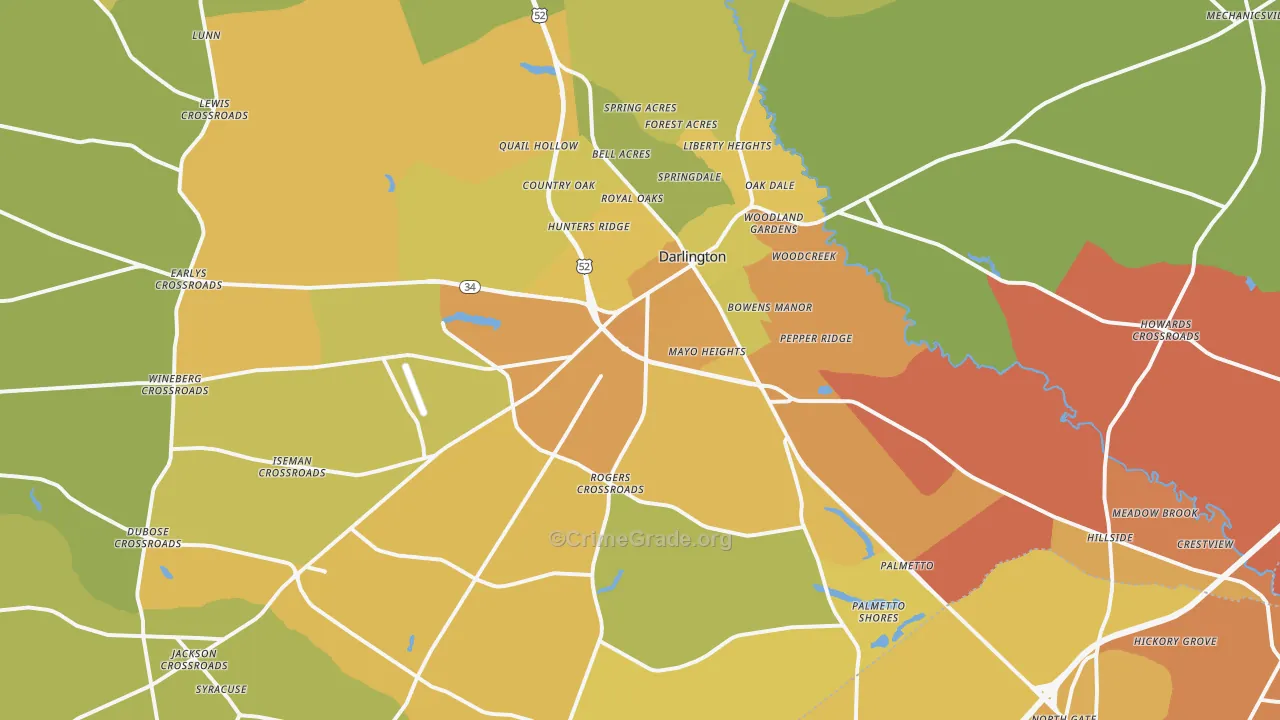 29532, SC Map of Vehicle Theft Rates