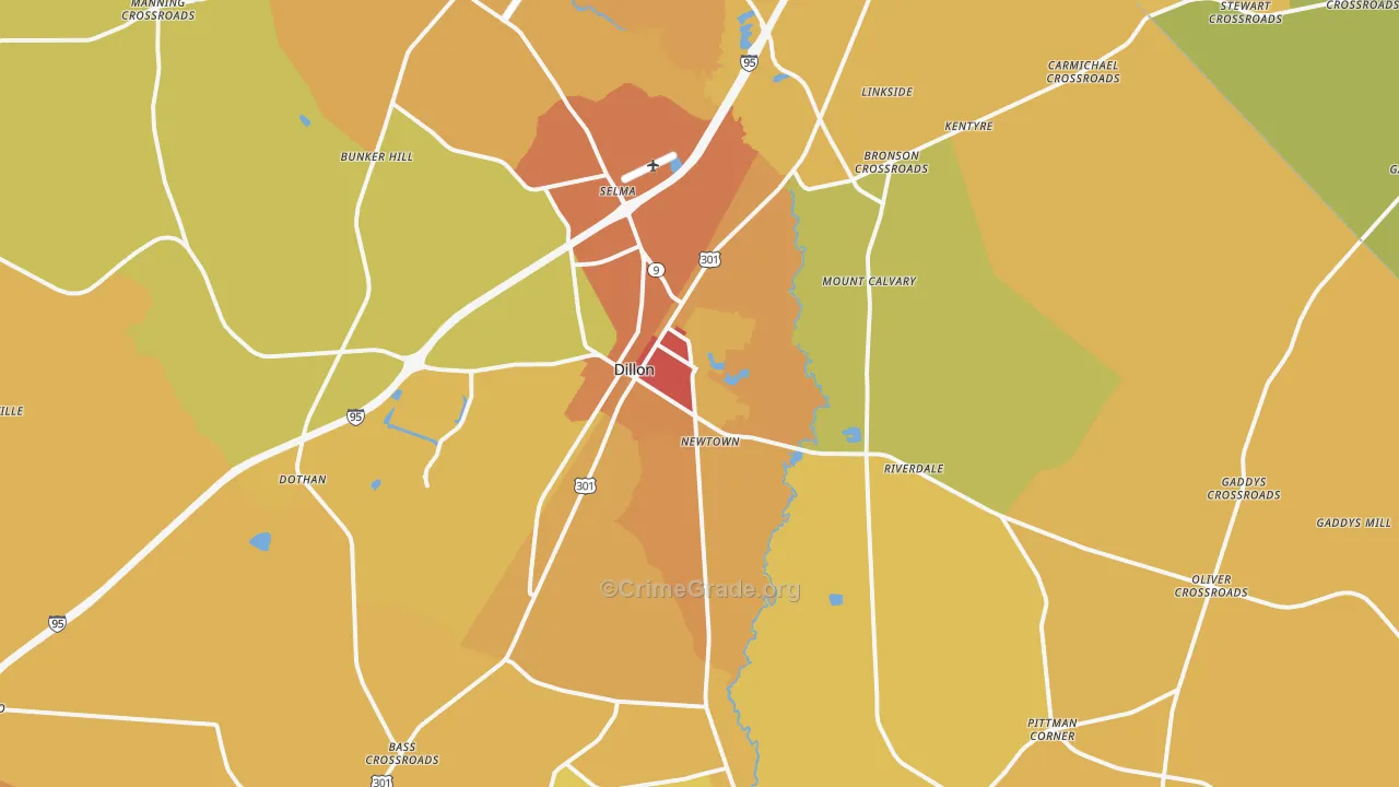 29536, SC Map of Vehicle Theft Rates