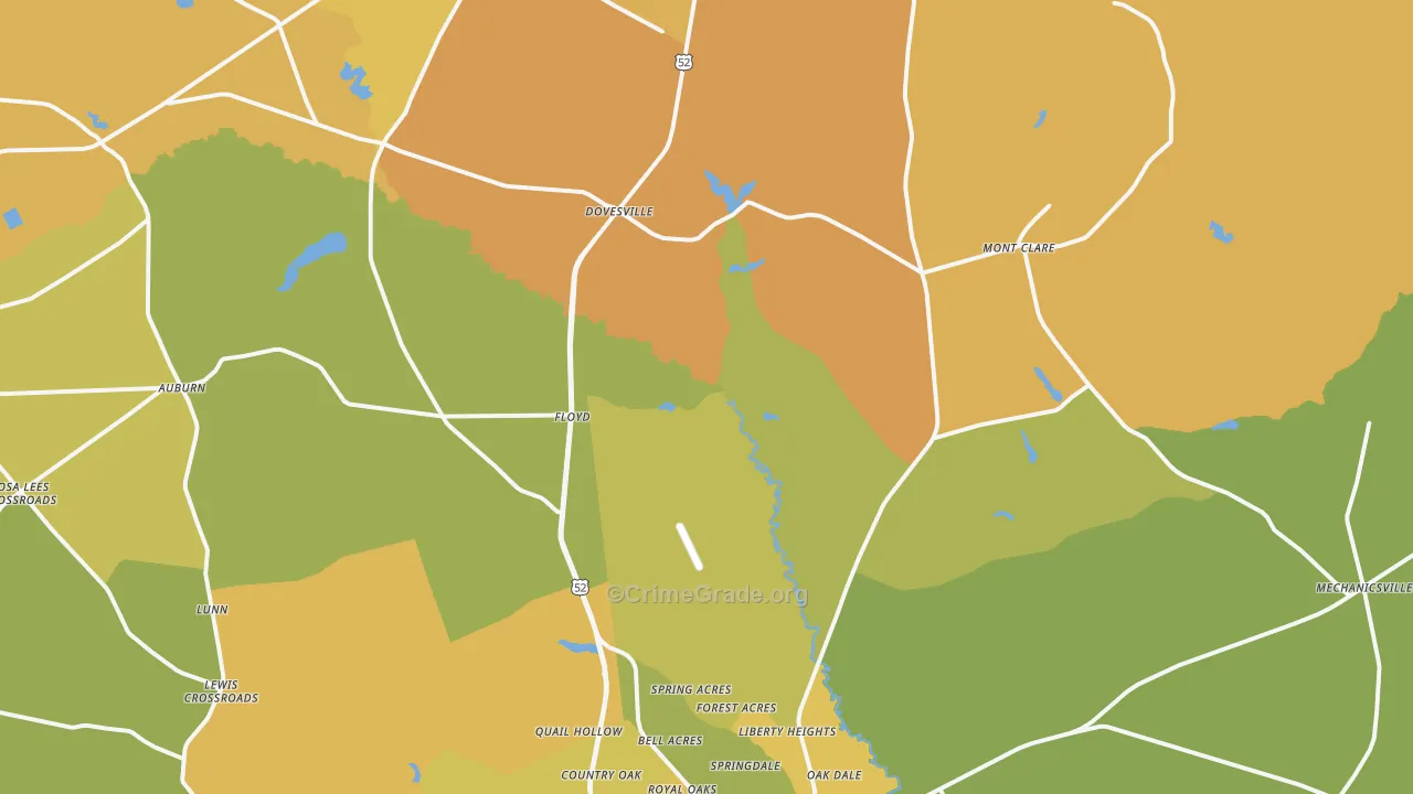 29540, SC Map of Vehicle Theft Rates