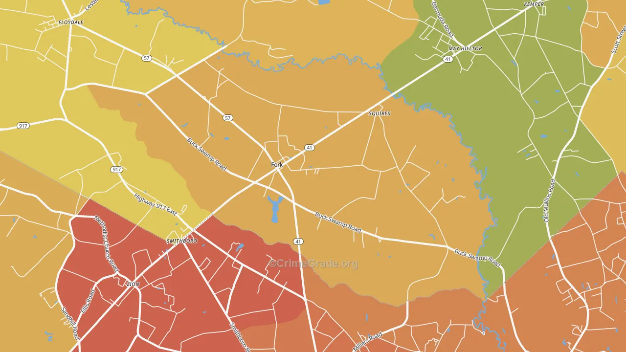29543, SC Map of Vehicle Theft Rates