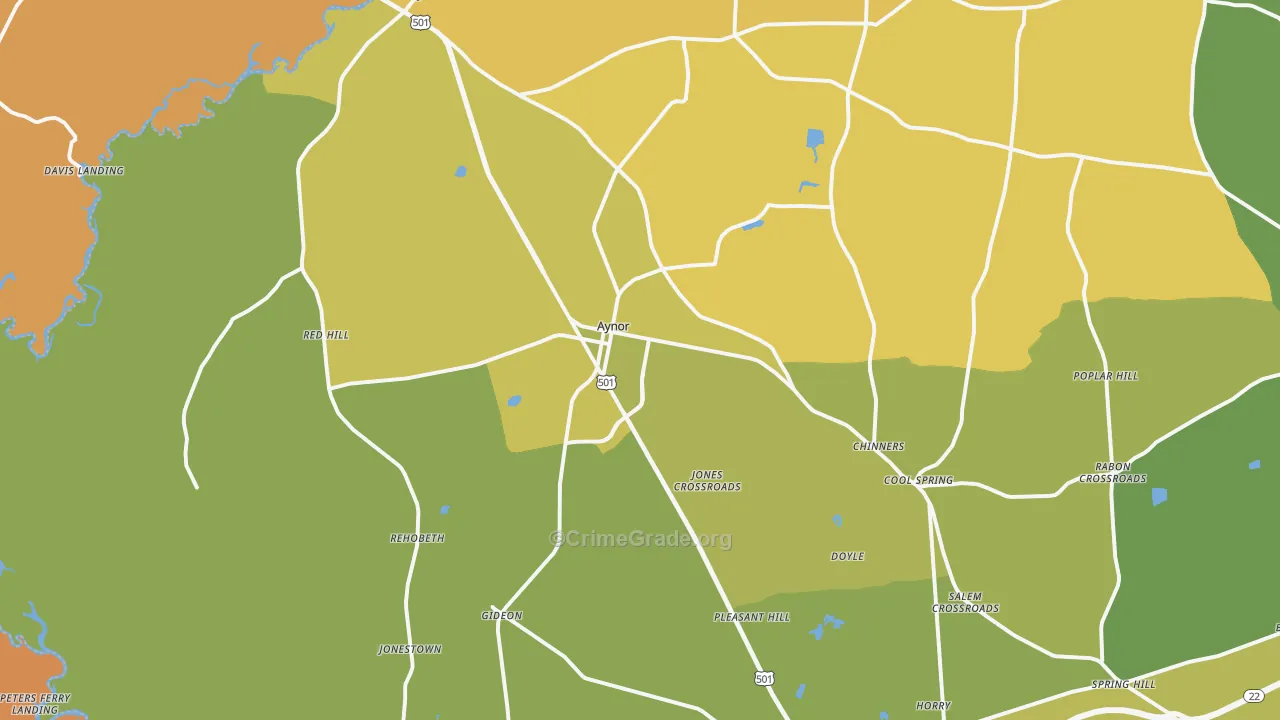 29544, SC Map of Vehicle Theft Rates