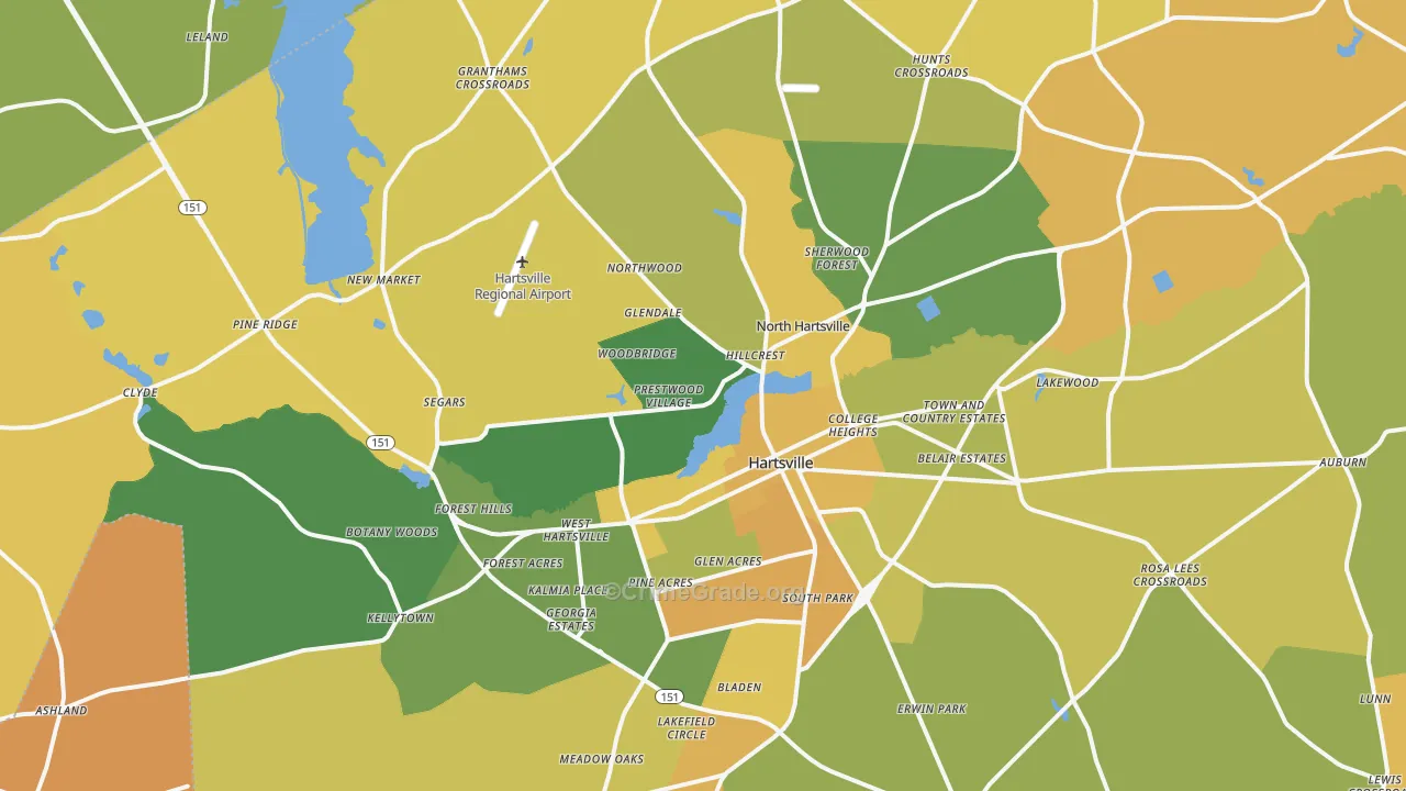 29550, SC Map of Vehicle Theft Rates