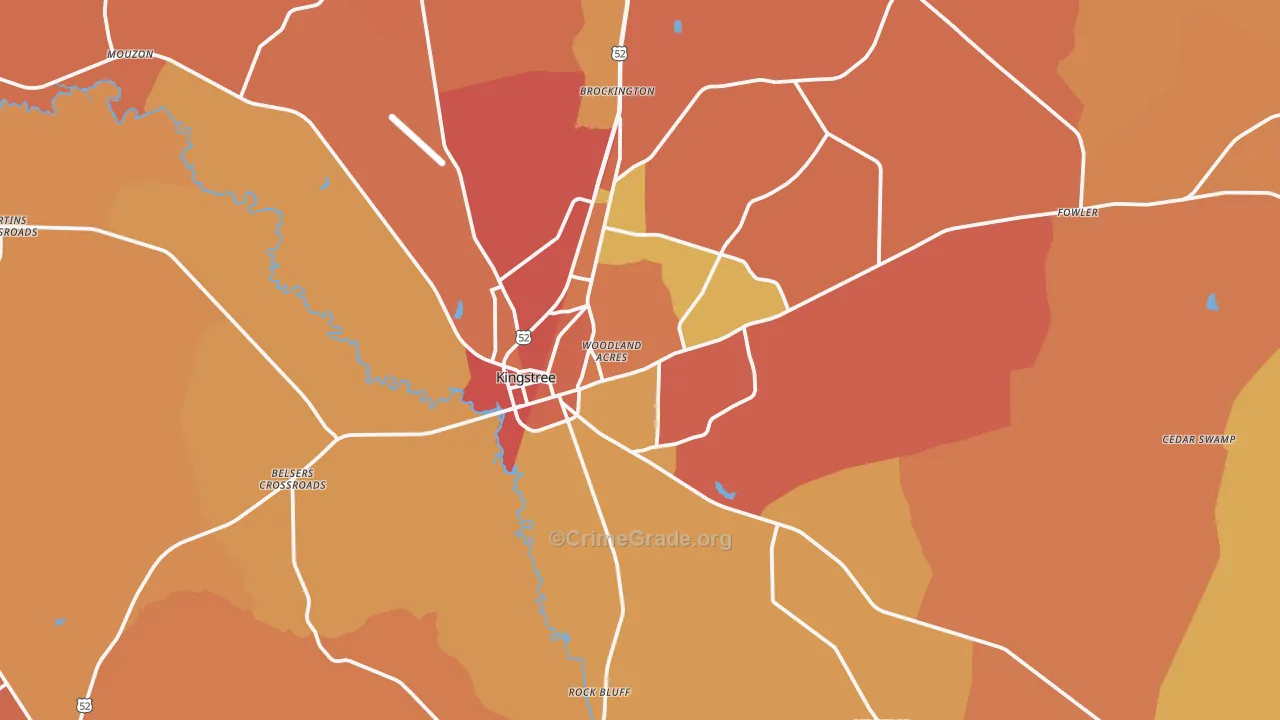 29556, SC Map of Vehicle Theft Rates