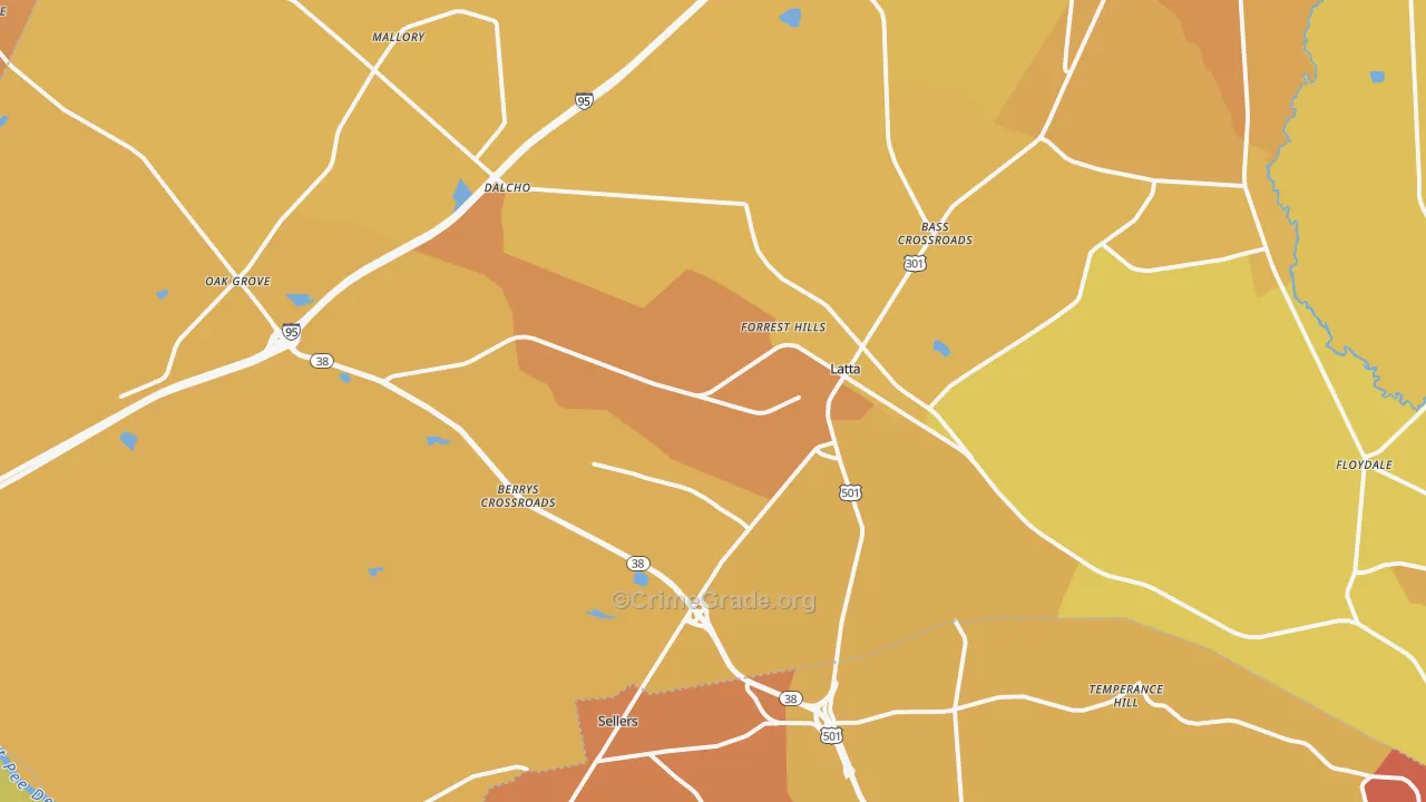 29565, SC Map of Vehicle Theft Rates