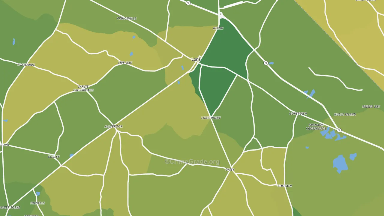 29569, SC Map of Vehicle Theft Rates