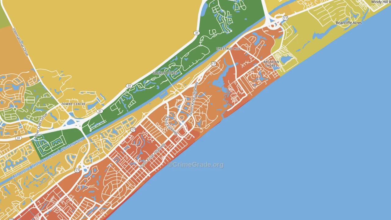 29572, SC Map of Vehicle Theft Rates