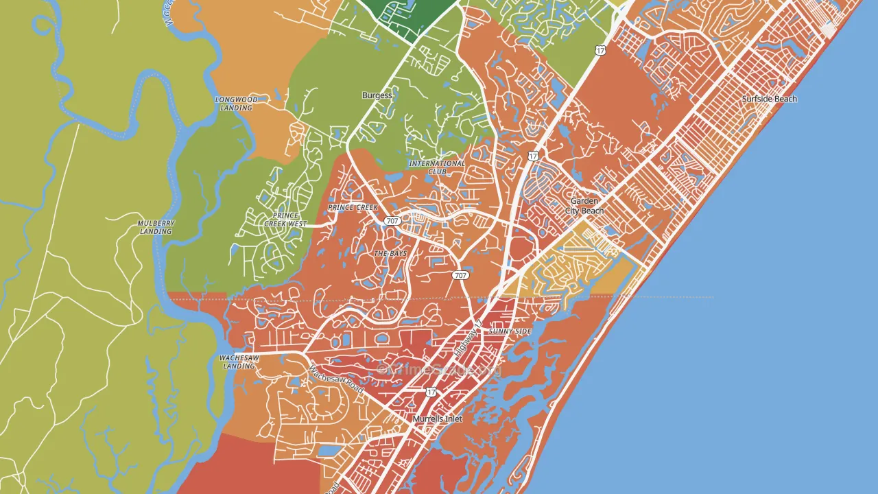 29576, SC Map of Vehicle Theft Rates
