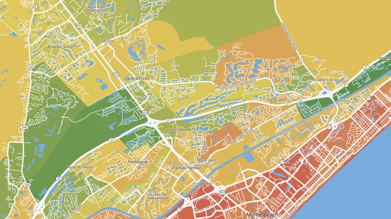 29579, SC Map of Vehicle Theft Rates